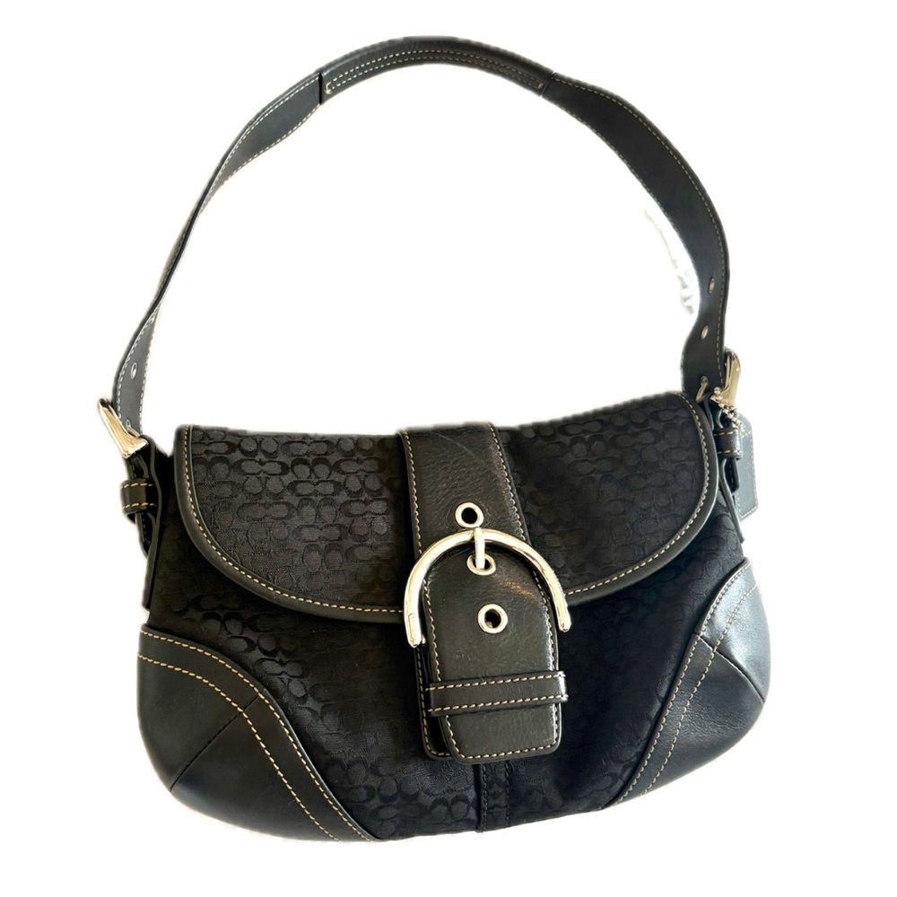 Y2K Coach 6818 Soho Demi Small C Black Leather & Jacquard Signature Shoulder Bag - Picture 2 of 16